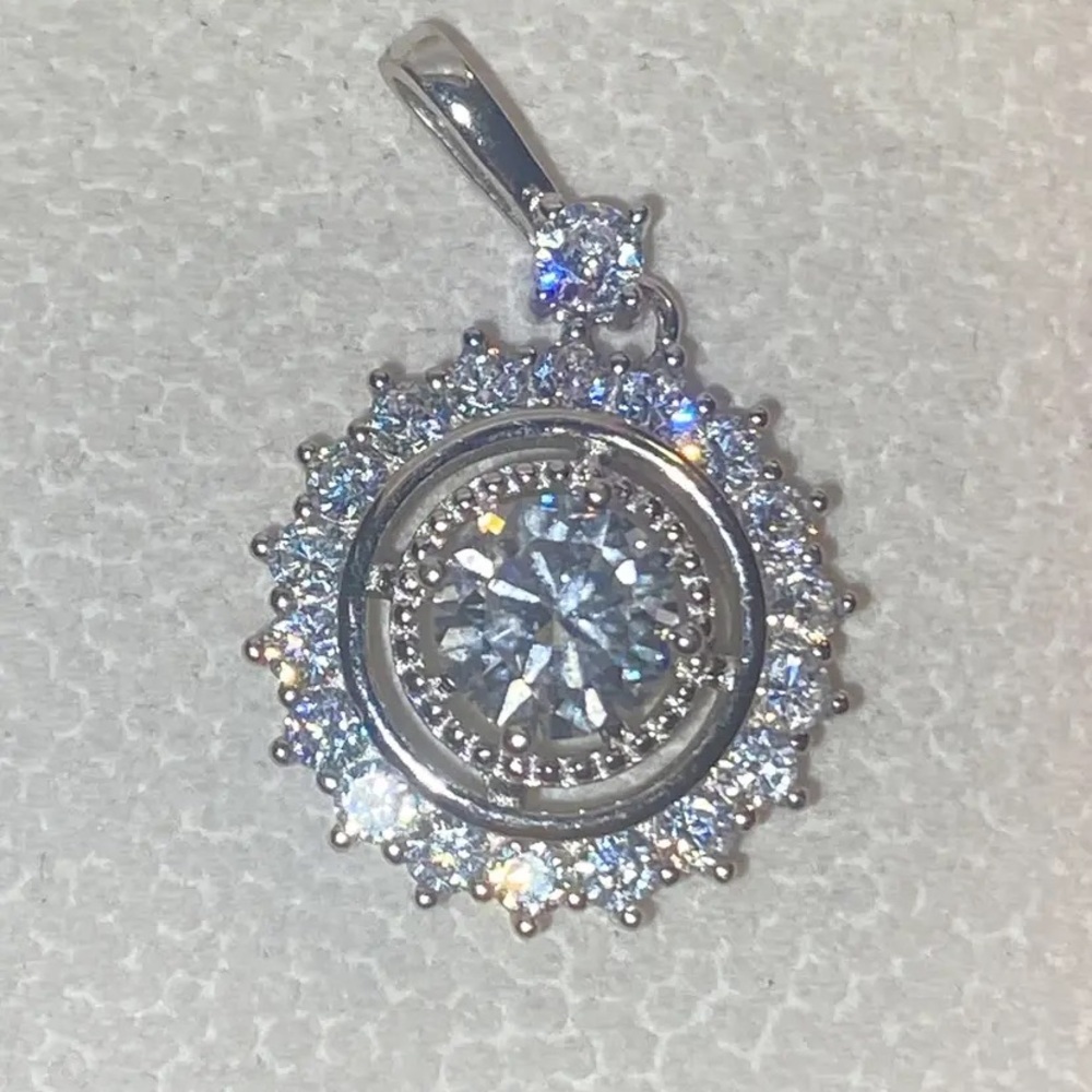 Classic White Crystal Halo Pendant - Women Jewelry